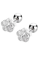 dazzling cute flower cubic zirconia sterling silver baby earrings 